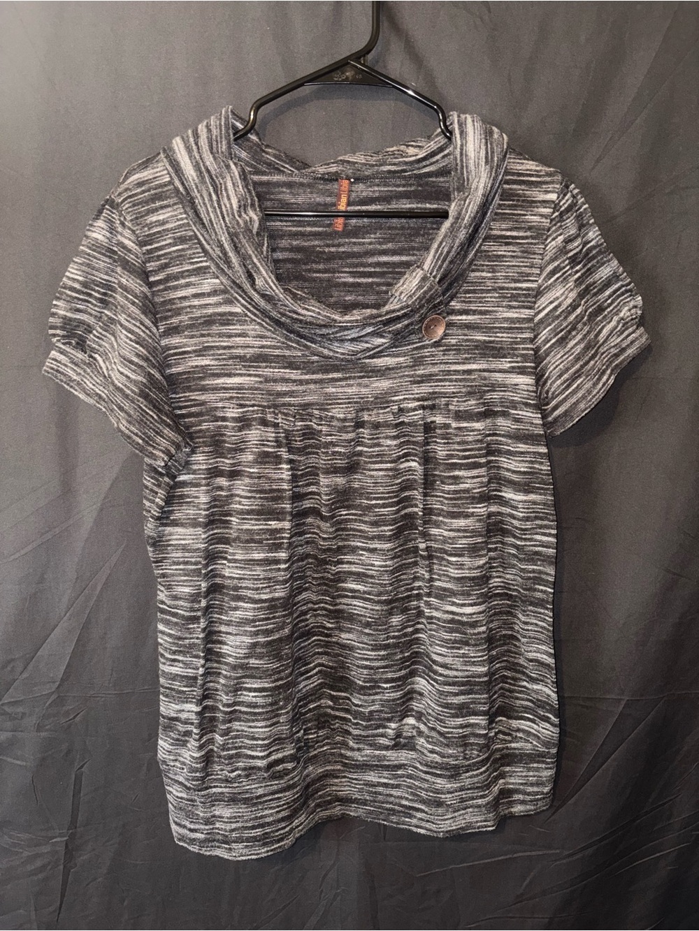 Libian Marled Gray Cowl Neck Blouse